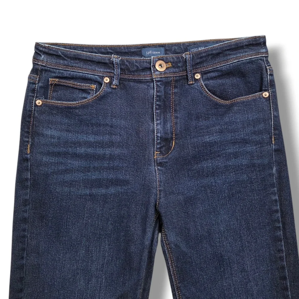 J Jill High Rise Straight Leg Jeans Womens‎ 4 Mid Rise Denim Dark Wash - Picture 2 of 9